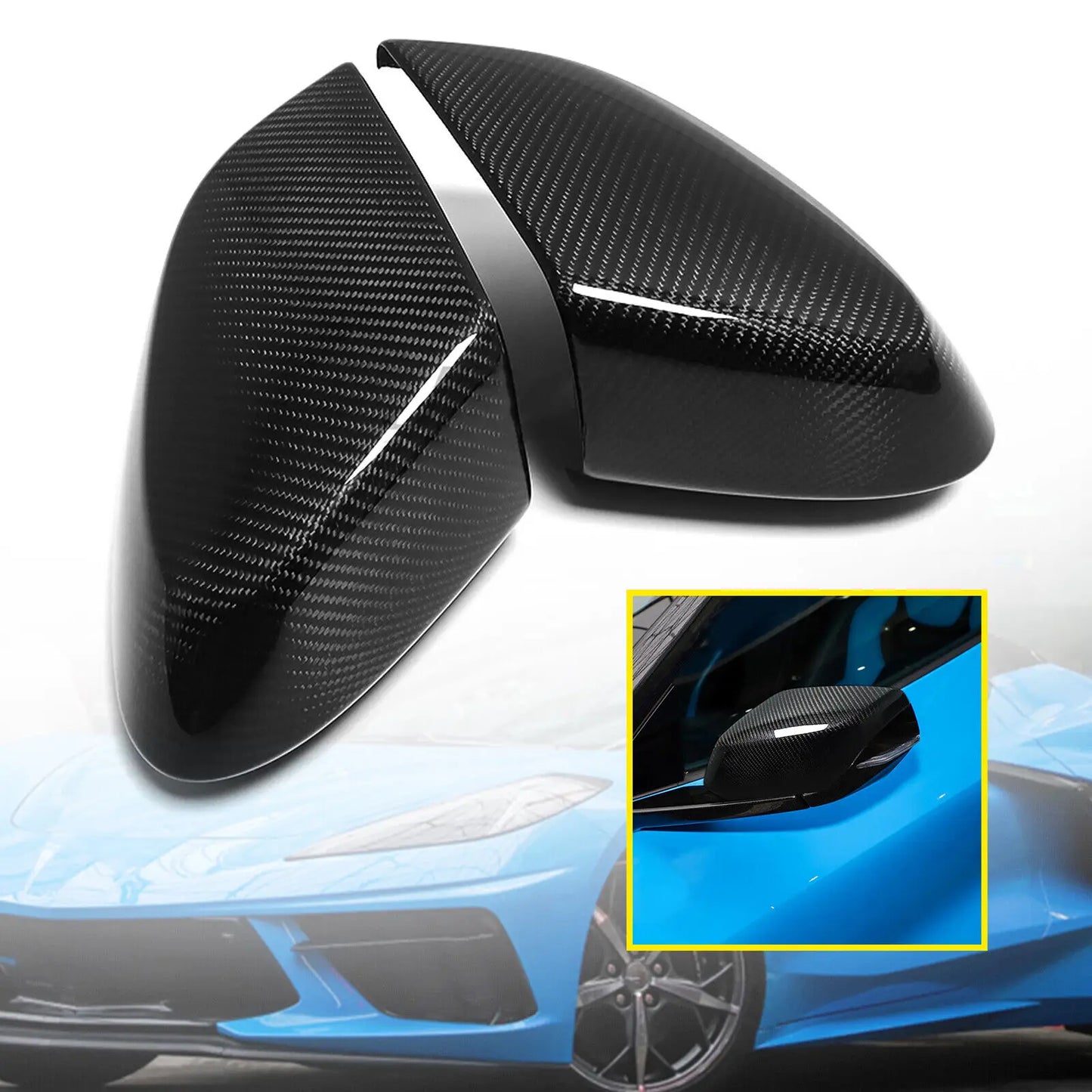 2020-2024 Chevy Corvette Carbon Fiber Rear View Side Mirror Cover