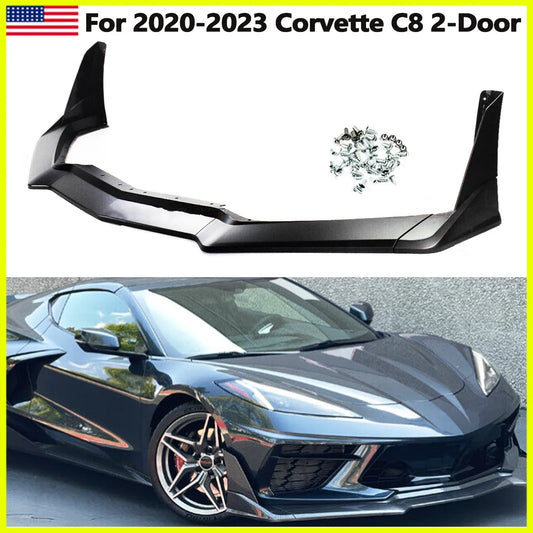 2020-2023 Corvette C8 ZR1 Style Matte Black Front Bumper Lip Splitter with Winglet