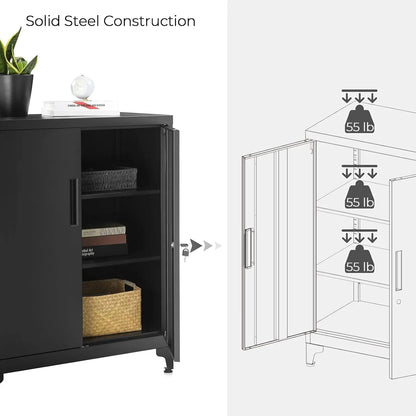 Metal Locking Storage Cabinet with Doors and Shelves