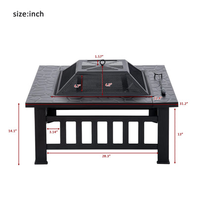 Outdoor Metal Wood Burning Square Fire Pit