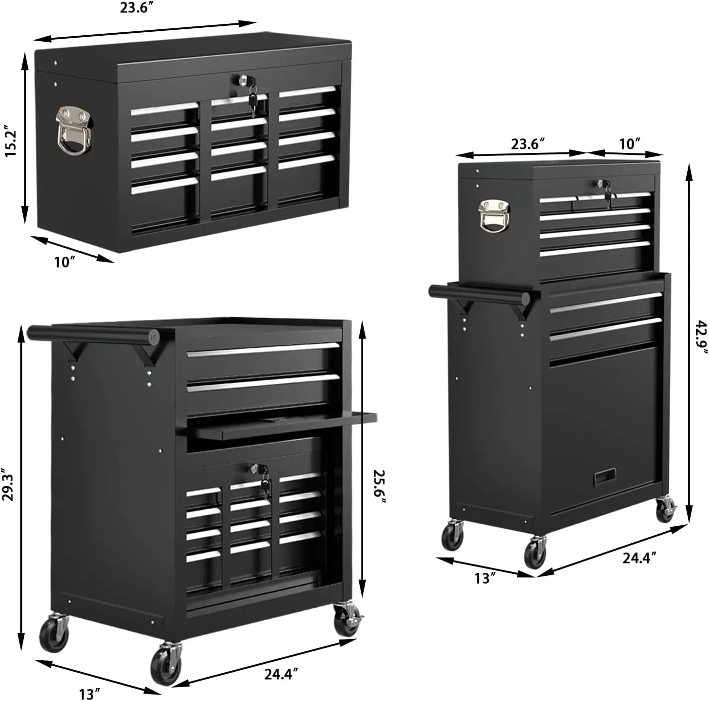 DUSACOM 8-Drawer Rolling High Capacity Removable Cabinet Storage Tool Box