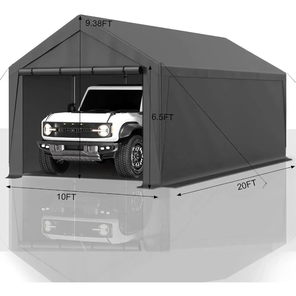 10x20 Ft. Carport Heavy Duty Portable Garage with Removable Sidewalls and Doors