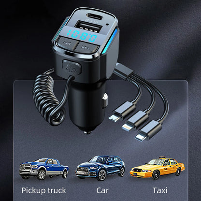 15.5W Car Quick Charger for iPhone, Samsung Bluetooth FM Transmitter