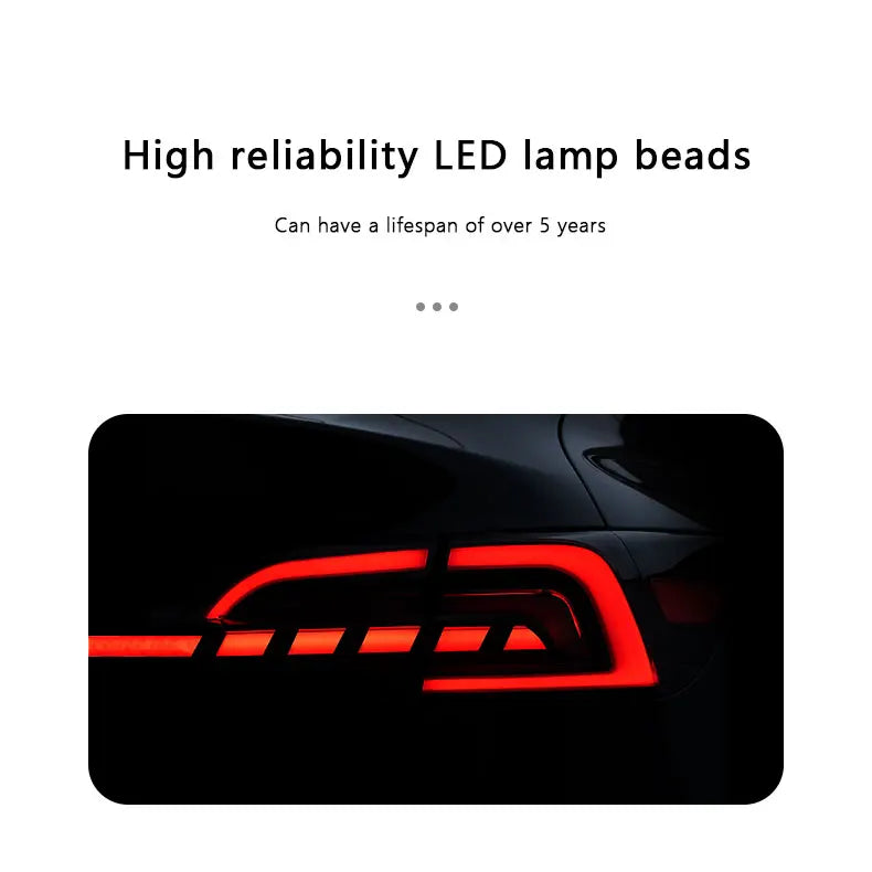 Tesla Model 3 Y 2019-2023 LED Through Trunk Modified Rear Taillight Flowing Turn Signal Dynamic DRL Auto Lamp