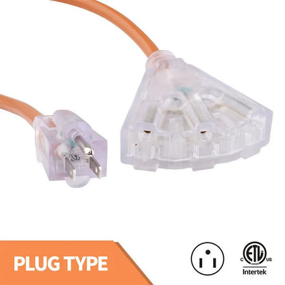 3-Outlet Flabellate Orange Lighted Power Cord