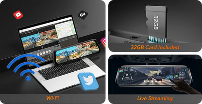 WOLFBOX G840H WIFI 2.5K +1080P GPS Car Dvr GPS 2 Way Dash Cam Stream RearView Mirror Drive Recorder