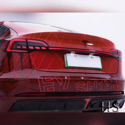 Tesla Model 3 Y 2019-2023 LED Through Trunk Modified Rear Taillight Flowing Turn Signal Dynamic DRL Auto Lamp