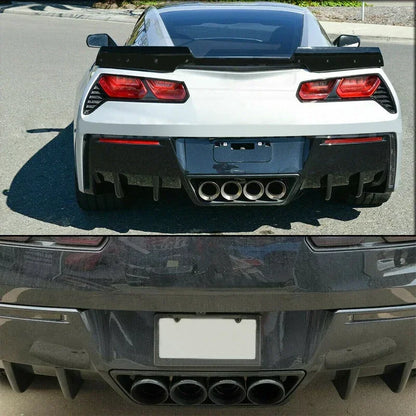 2014-2019 Chevy Corvette Carbon Look ABS Rear Bumper Lower Air Diffuser Fins