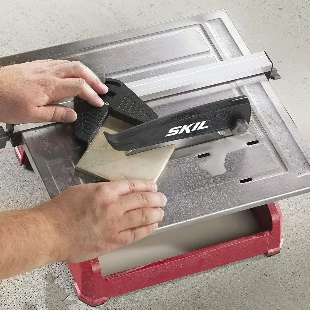 7-Inch Wet Tile Saw - 3540-02, Corrosive resistant stainless steel top supports tiles up to 12 x 12-inch