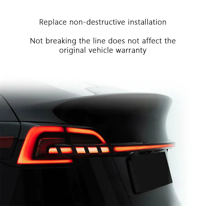 Tesla Model 3 Y 2019-2023 LED Through Trunk Modified Rear Taillight Flowing Turn Signal Dynamic DRL Auto Lamp