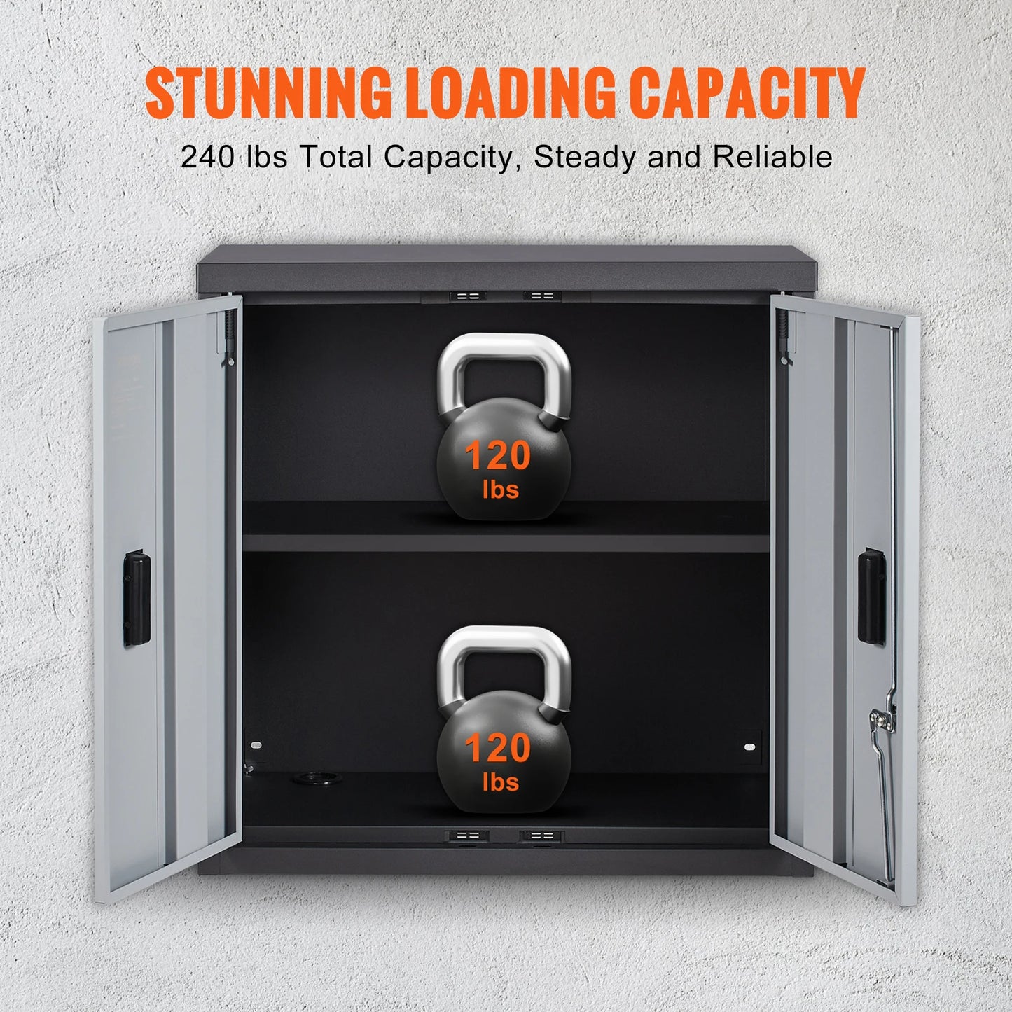 Foldable Wall Cabinet Metal Garage Locker Tool Chest Adjustable Shelf Magnetic Door