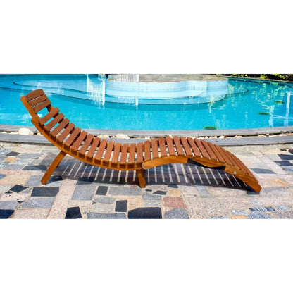 Wood Folding Chaise Lounge Chair With Adjustable Headrest