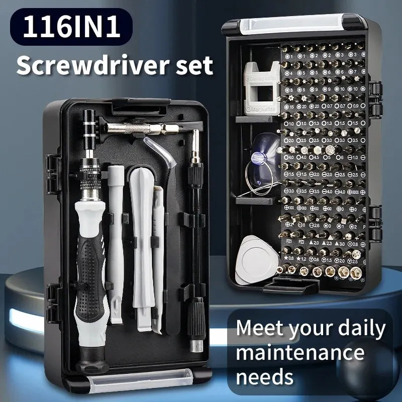 Precision Screwdriver Set 116 in 1 Hand Repair Tool Kit with 98 Magnetic Torx Phillips Hex Bits