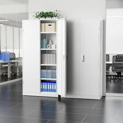 72" Metal Locking Storage Cabinet, with Doors and 4 Shelves,