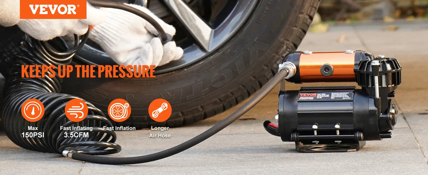 Car Air Compressor Portable Tire Inflator Heavy Duty 3.5CFM Air Pump Kit