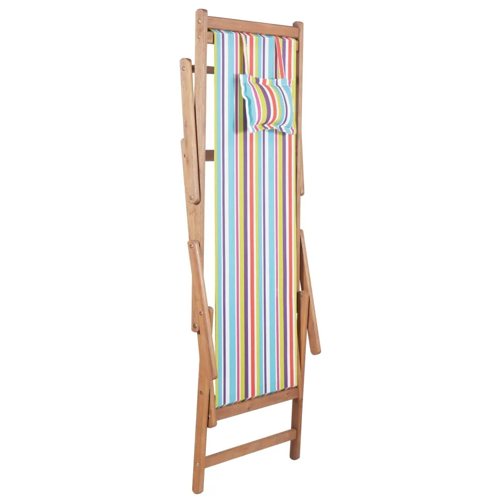 Outdoor Folding Lounge Chair Decor Fabric and Wooden Frame