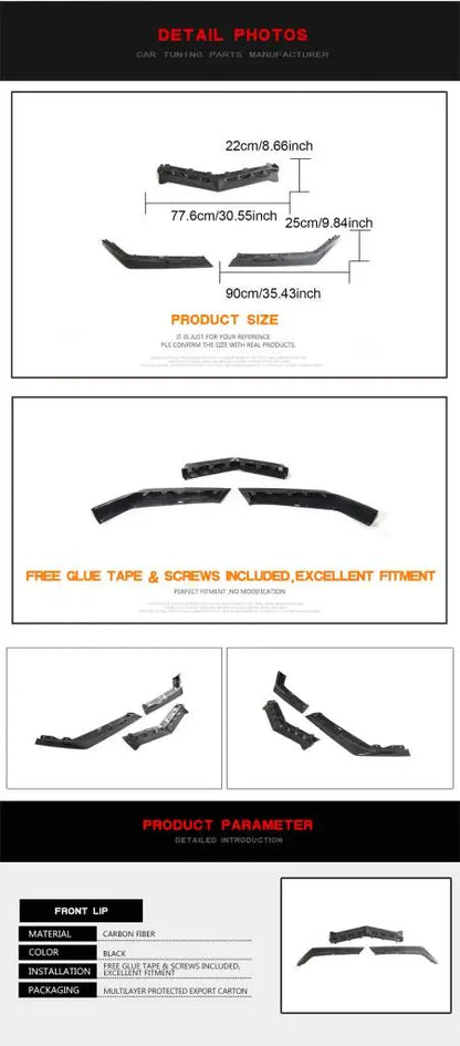 2020-2024 Chevy Corvette Real Carbon Fiber Front Spoiler Splitter