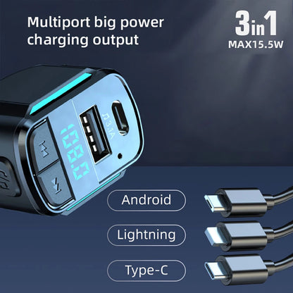 15.5W Car Quick Charger for iPhone, Samsung Bluetooth FM Transmitter