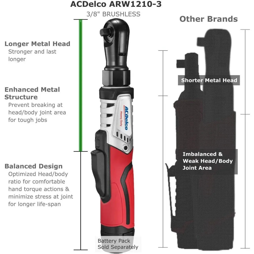 ACDelco G12 Series 2-Tool Combo Kit- 1/4" & 3/8" Brushless Ratchet Wrench, ARW12103-K8