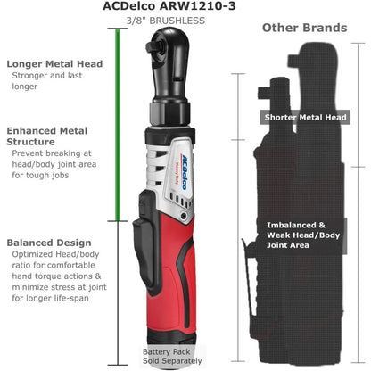 ACDelco G12 Series 2-Tool Combo Kit- 1/4" & 3/8" Brushless Ratchet Wrench, ARW12103-K8