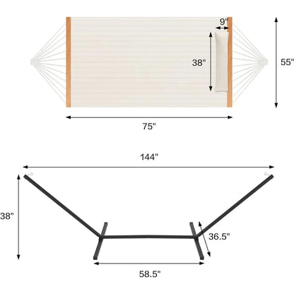 Homgava Two Person Hammock with 12ft Heavy Duty Stand