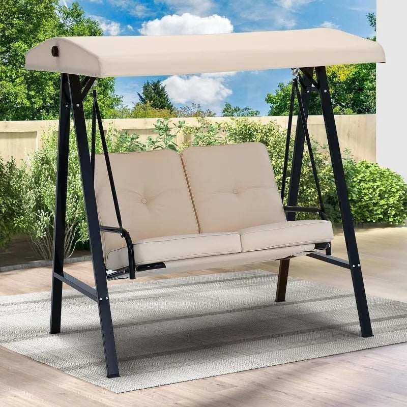 Outdoor Patio Swing Chair with Adjustable Canopy and Removable Cushion