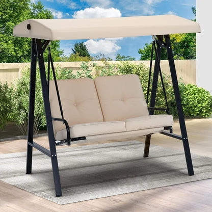 Outdoor Patio Swing Chair with Adjustable Canopy and Removable Cushion