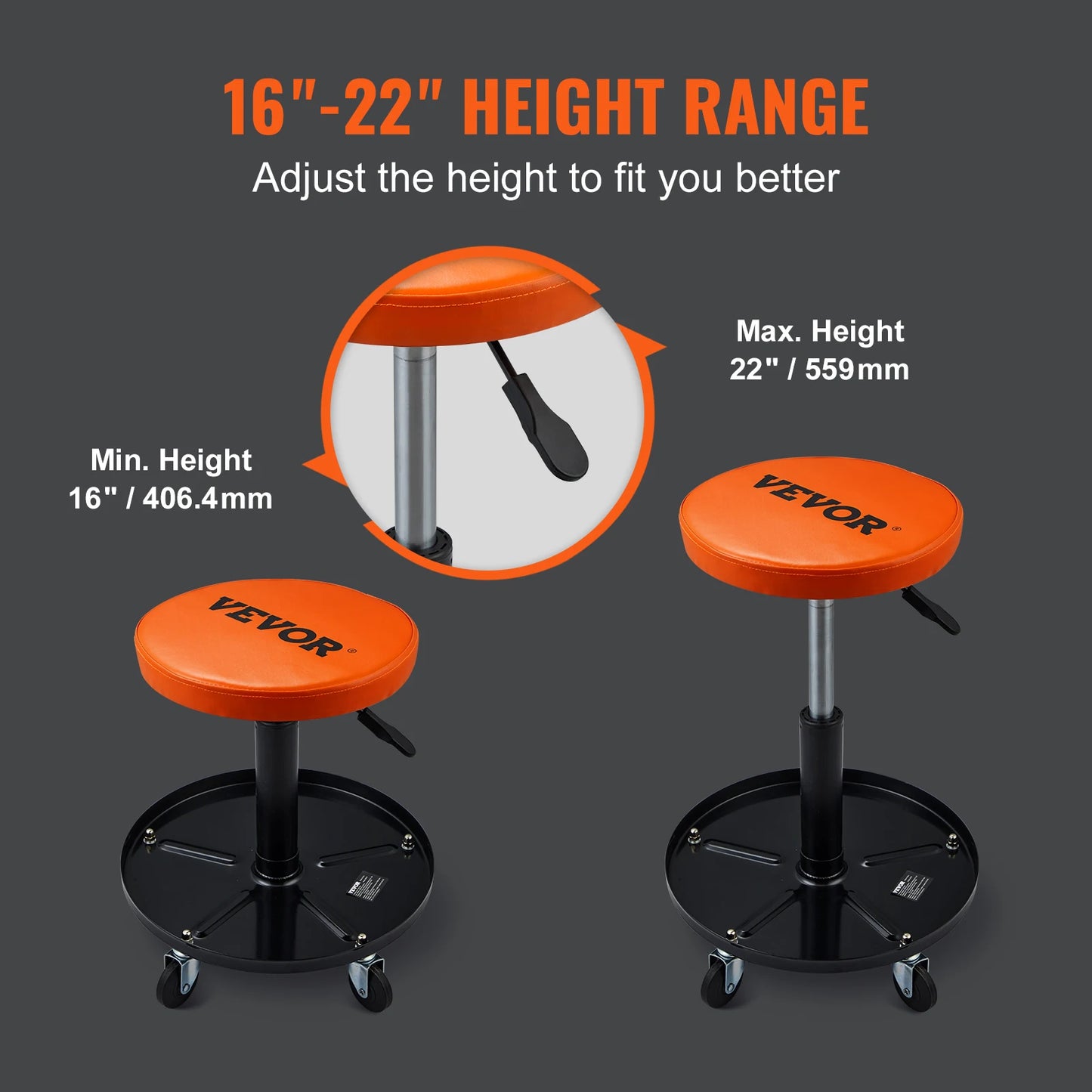 Mechanic Stool 250 LBS Rolling Pneumatic Creeper