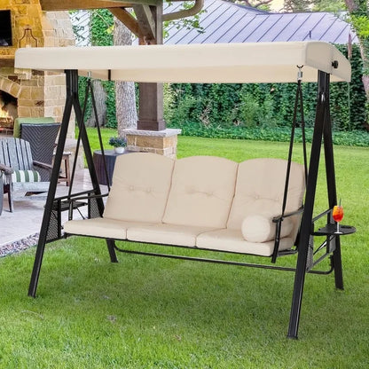 Outdoor Patio Swing Chair with Adjustable Canopy and Removable Cushion