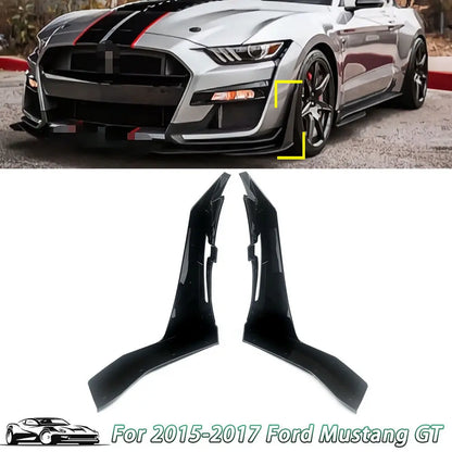 2015-2022 Ford Mustang Gloss Black Front Bumper Corner Winglet Splitters