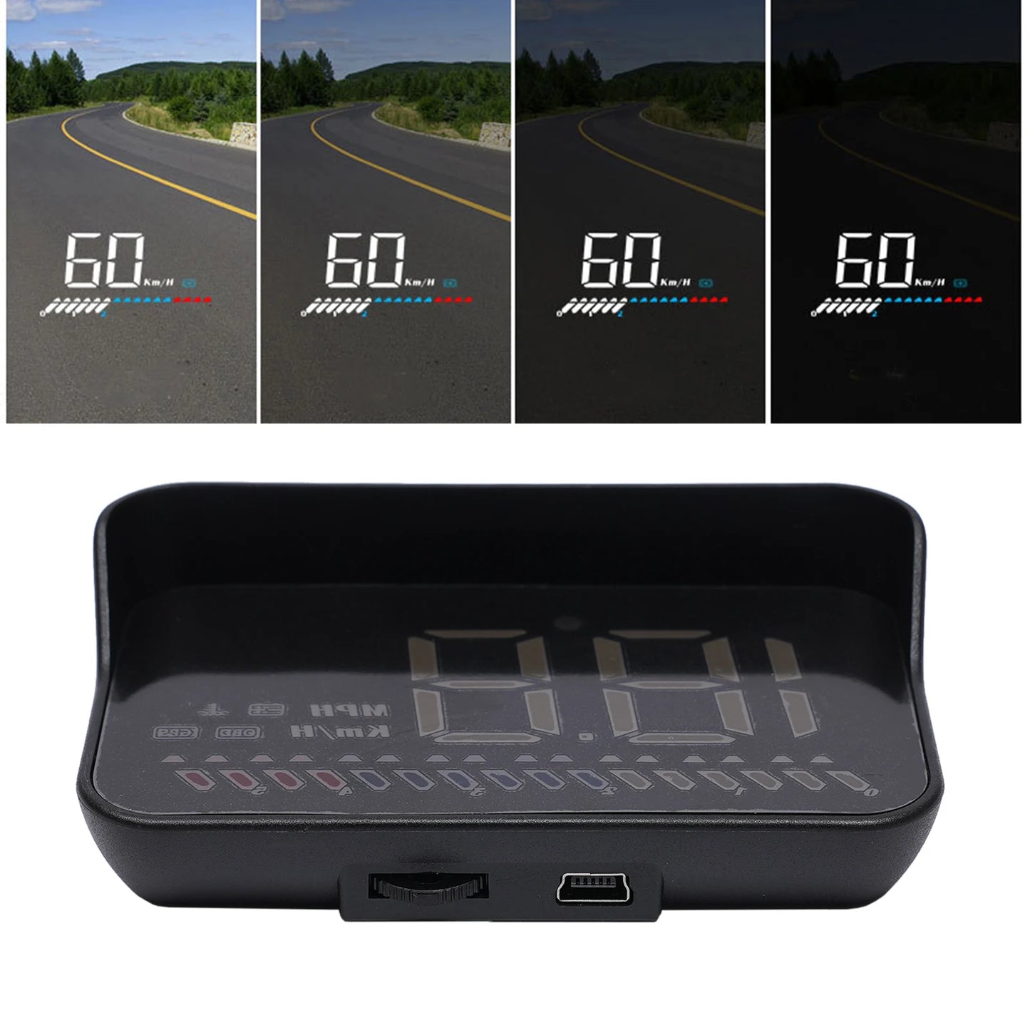 HUD OBD2+GPS Gauge Car Digital Head Up Display Speedometer Warning Alarm USB