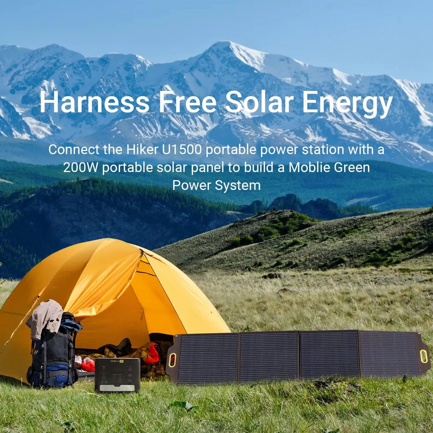 Portable Power Station Hiker U1500 Solar Generator 1536Wh Battery Powered Generator with 3x1500W AC Outlets (Surge Power 3000W)