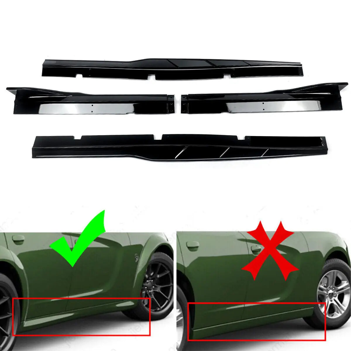 2015-2022 Dodge Charger SRT Track Style Matte Black Rocker Panel Side Skirts