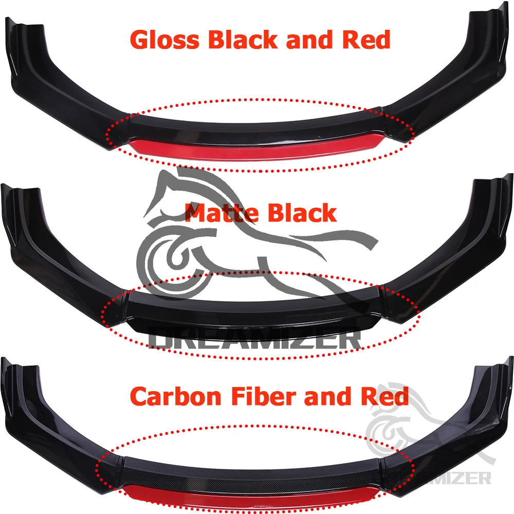 4pcs Car Front Bumper Lip Kit Spoiler Splitter Diffuser Carbon Fiber Canard