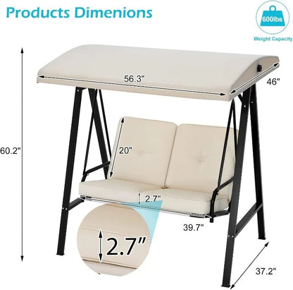 Outdoor Patio Swing Chair with Adjustable Canopy and Removable Cushion