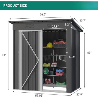 Heavy Duty Metal Storage Shed with Lockable Door & Air Vent