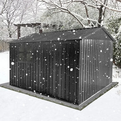 Outdoor Storage Sheds with Window, Metal Anti-Corrosion with Lockable Door&Shutter Vents