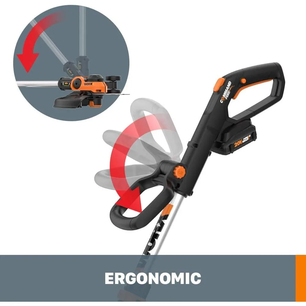 Worx String Trimmer Cordless GT3.0 20V PowerShare 12" Edger & Weed Trimmer (2 Batteries & Charger Included) WG163