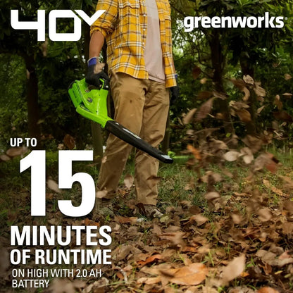 Greenworks 40V (150 MPH / 130 CFM) Cordless Leaf Blower, 2.0Ah Battery and Charger Included