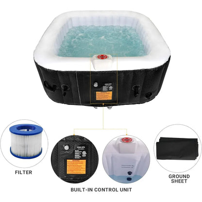 4 to 5 people Inflatable Hot Tub | Portable Hot Tub Heated Water System & 130 Bubble Jets