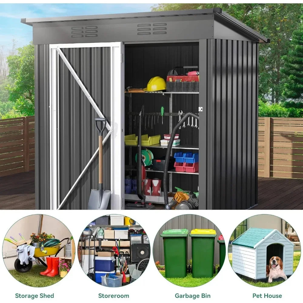 Heavy Duty Metal Storage Shed with Lockable Door & Air Vent