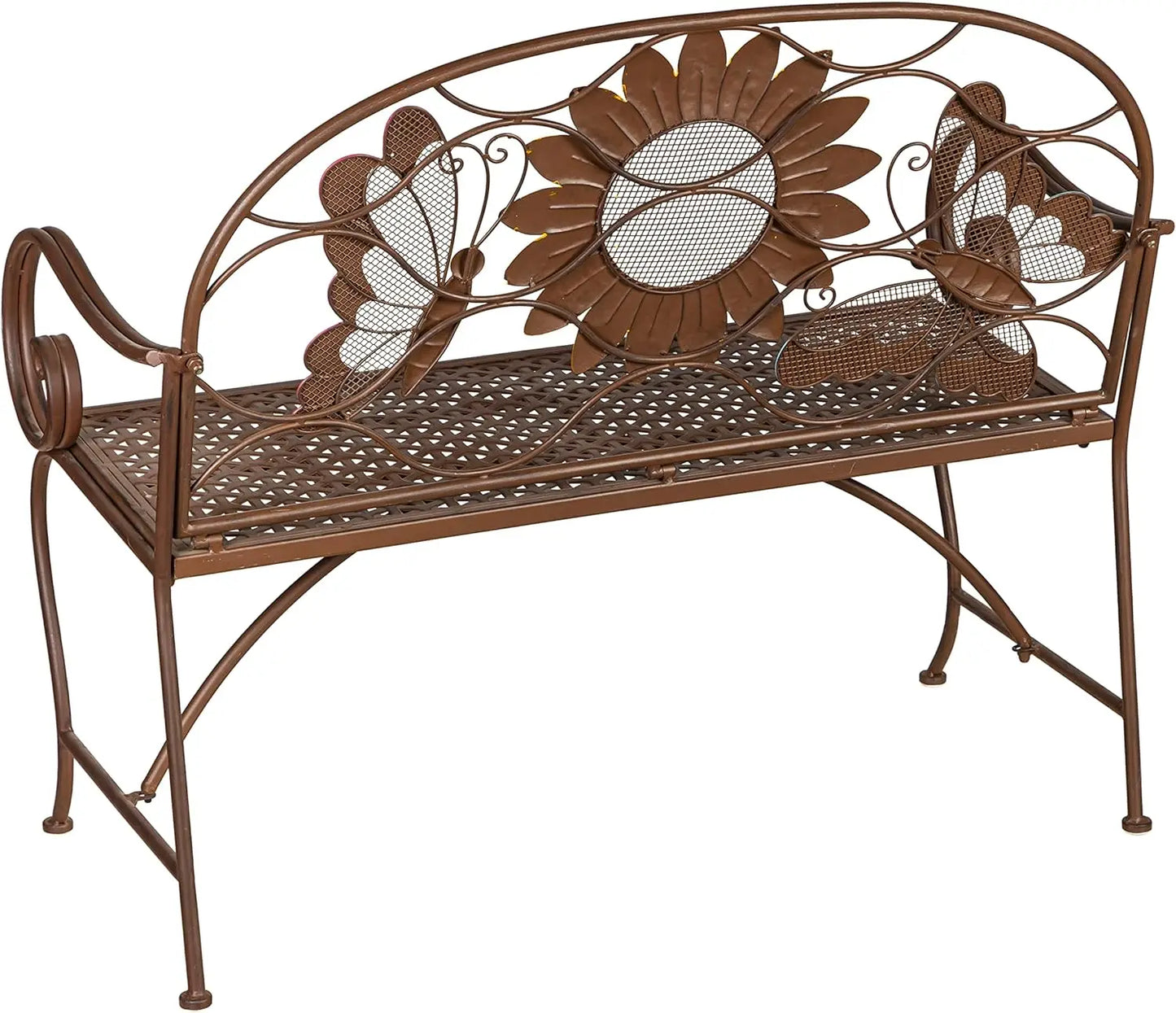 Evergreen Weatherproof Sunflower with Butterflies Outdoor Bench, Holds Up to 400 lbs