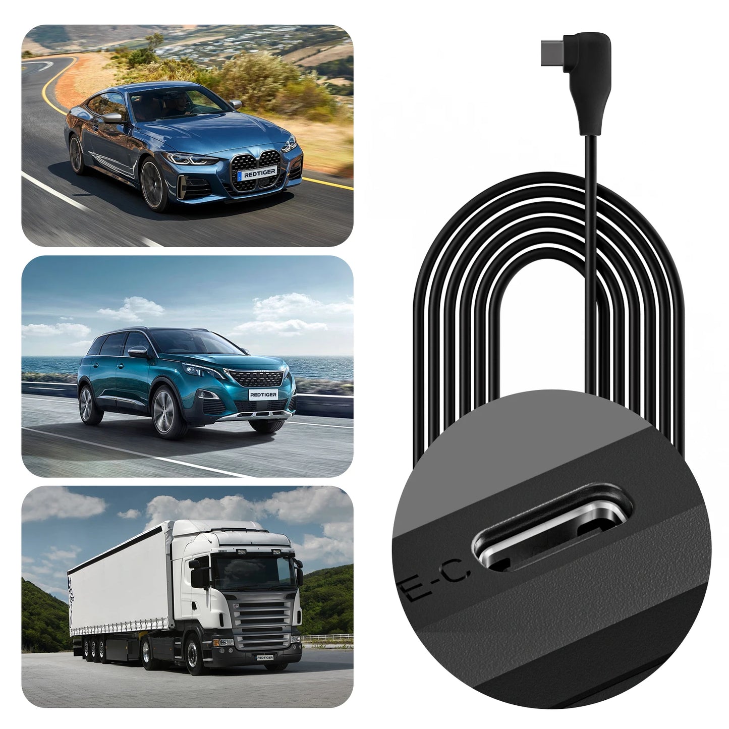 WOLFBOX USB C Hardwire Kit for G840S/G930/G850/G900 Mirror Dash Cam, Parking Monitor with Multiple Size Connectors…