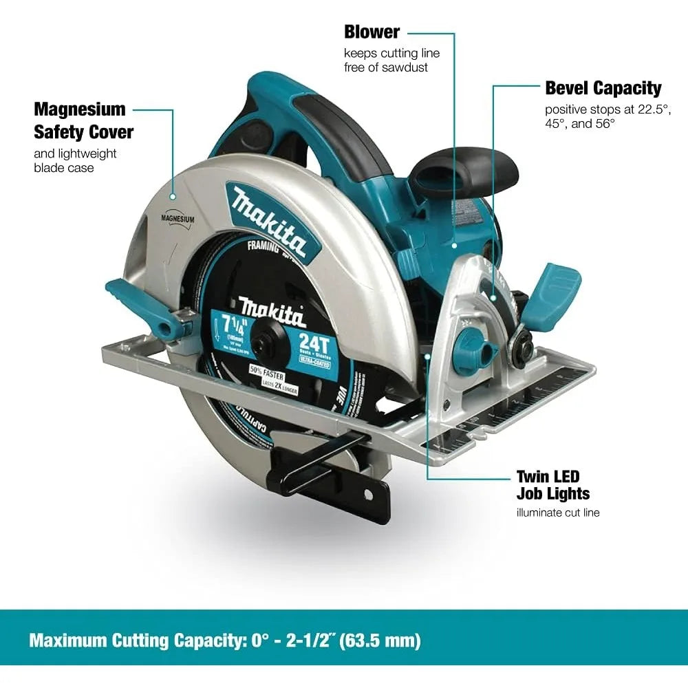 Makita 5007MG Magnesium 7-1/4-Inch Circular Saw with 7-1/4" 24T Ultra-Coated Framing Blade, 10-Pack