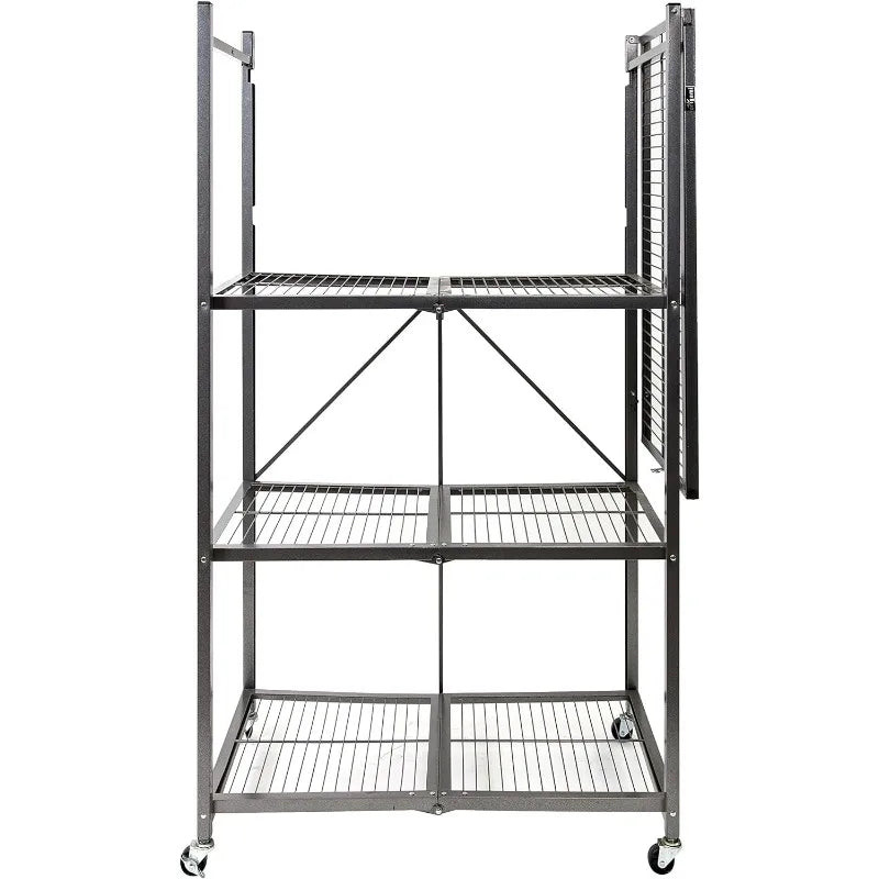 4 Tier Oragami Multipurpose Folding Storage Rack with Lockable Wheels