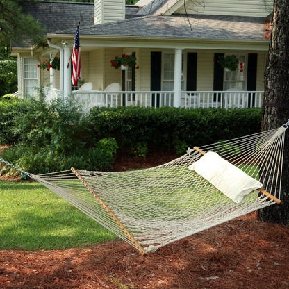 Original Pawleys Island 12OC Original Single Cotton Rope Hammock with Free Extension Chains & Tree Hooks