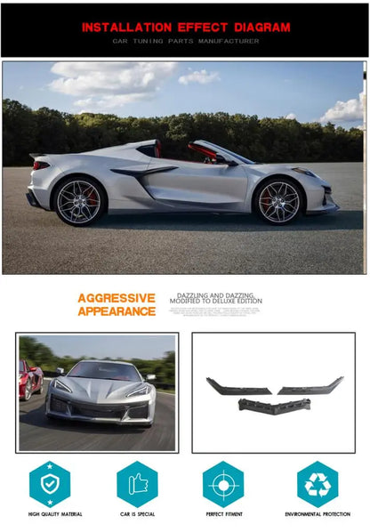 2020-2024 Chevy Corvette Real Carbon Fiber Front Spoiler Splitter