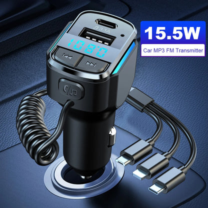 15.5W Car Quick Charger for iPhone, Samsung Bluetooth FM Transmitter