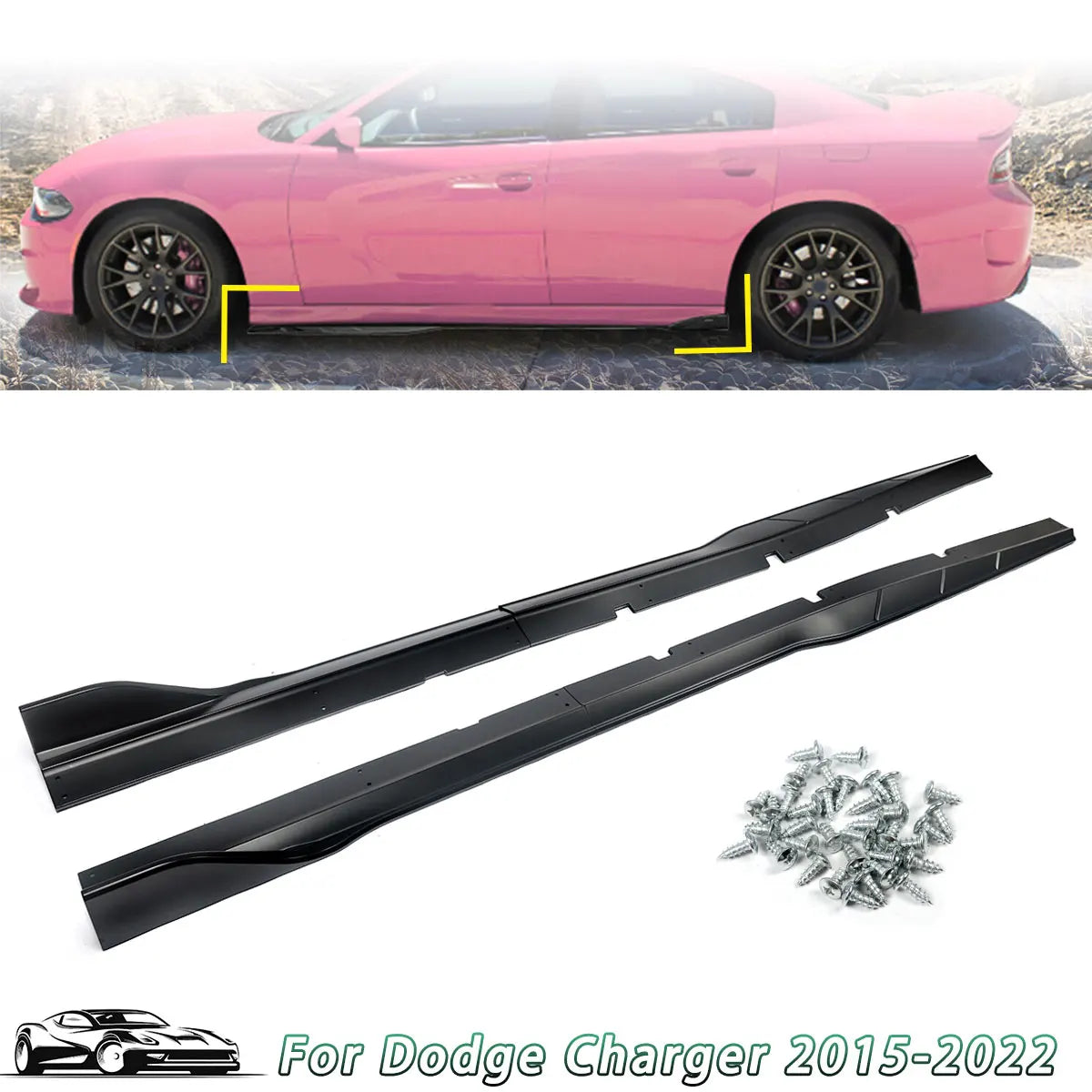 2015-2022 Dodge Charger SRT Track Style Matte Black Rocker Panel Side Skirts