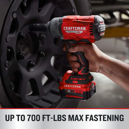 Craftsman V20 RP Impact Wrench Cordless Brushless High Torque 1/2 Inch, 4Ah Battery and Charger Included (CMCF940M1)